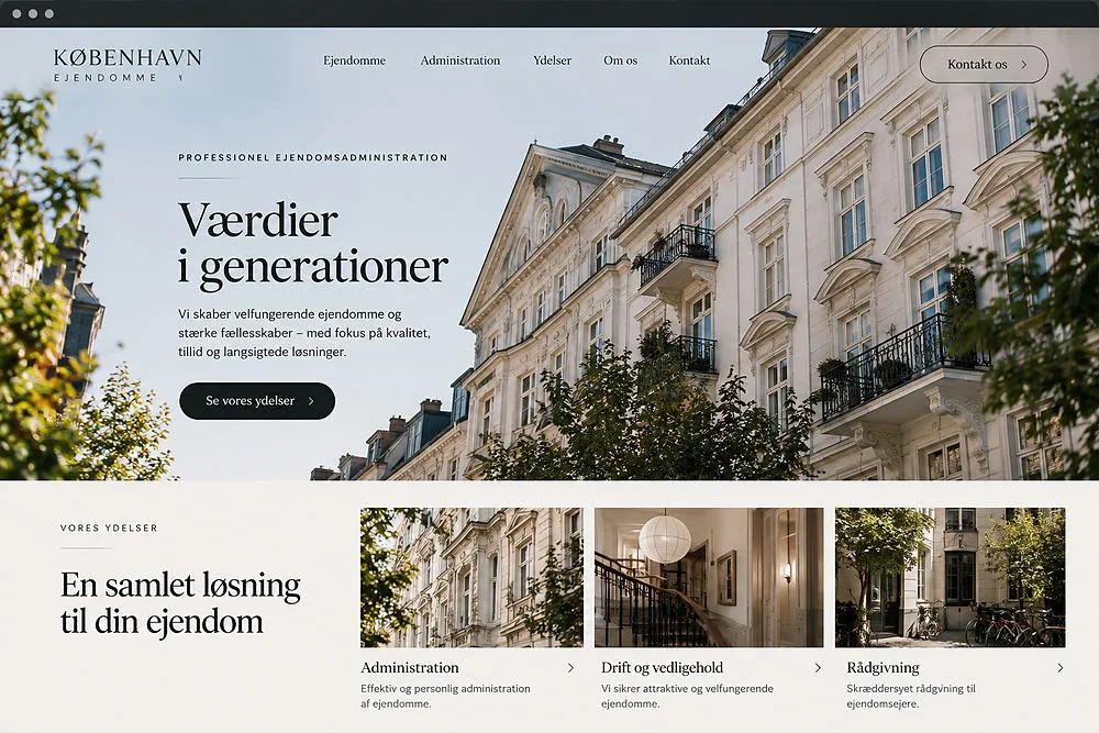 København Ejendomme efter redesign: roligt overblik og tydelige ydelser