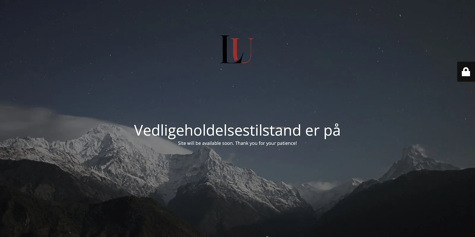 Larsen & Uldbjerg før: en vedligeholdelsesside med beskeden om at siden snart er klar