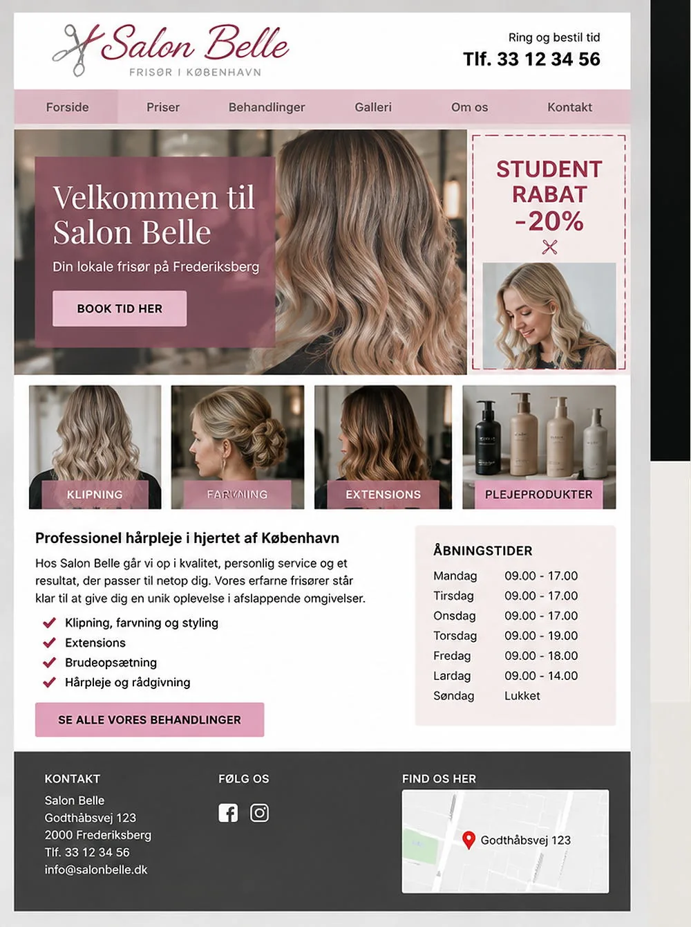 Salon Belle før redesign